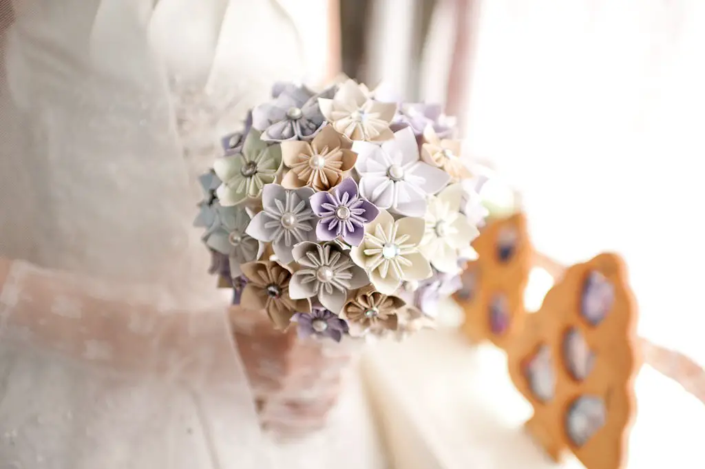 kusudama paper flower wedding bouquet