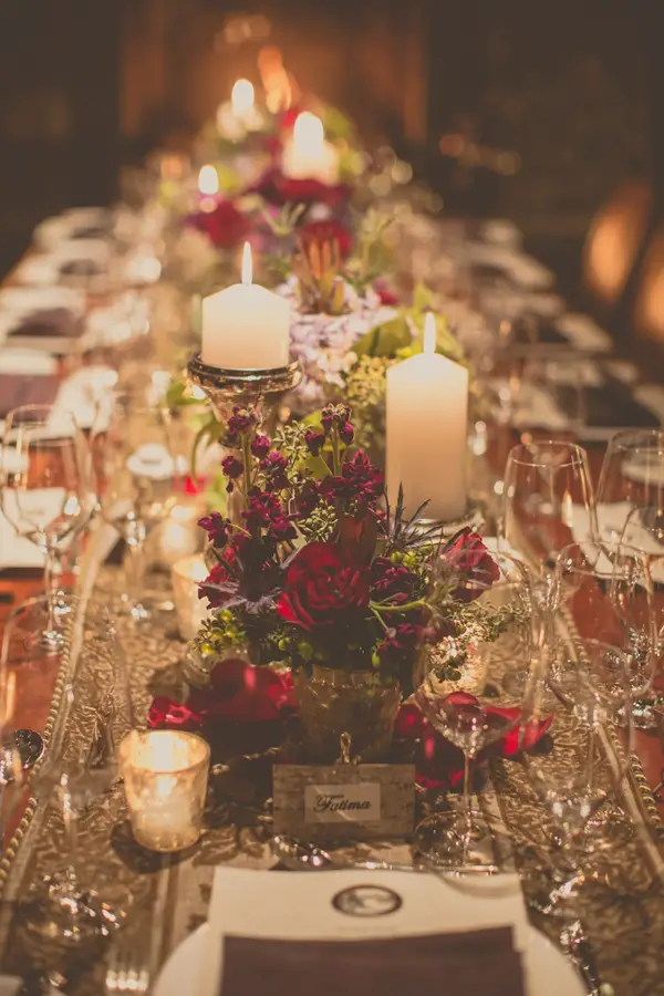 christmas wedding ideas - soft christmas table with flowers