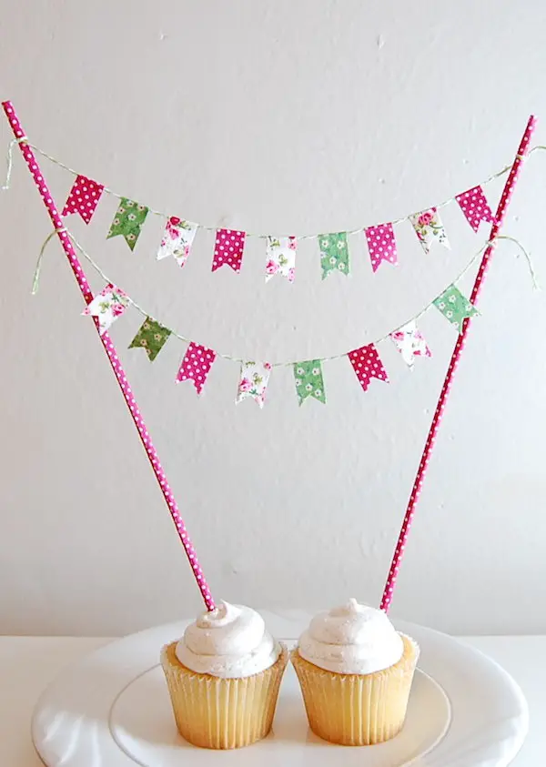 colorful DIY cake bunting - midsouthbride.com