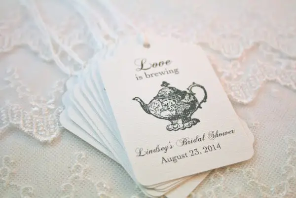 love is brewing teapot tags for tea party bridal shower - midsouthbride.com