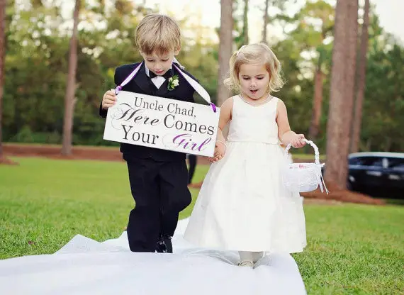 Here Comes Your Girl with Uncle (Grooms Name) Ring Bearer Sign