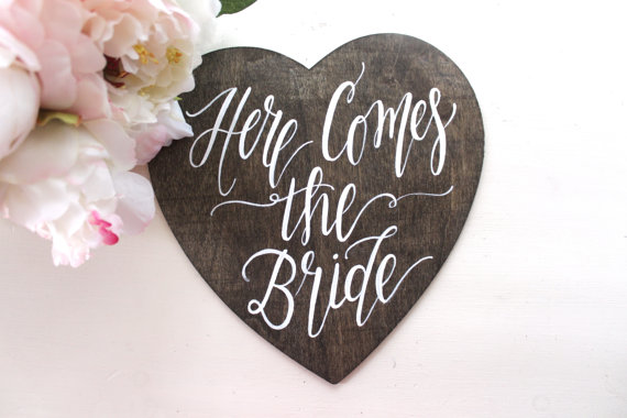 Here Comes the Bride Sign, Ring Bearer Sign, Flower Girl Sign, Rustic Vintage Wedding