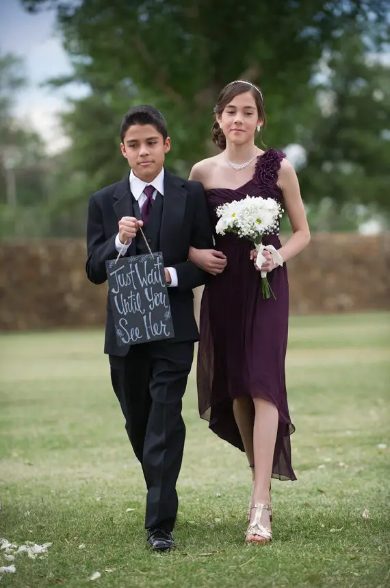 Just Wait Until You See Her Flower Girl Ring Bearer Wedding Slate Sign Hand Painted