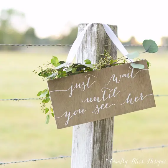 Just Wait Until You See Her Sign, Here Comes the Bride Sign, Ring Bearer Sign, Here Comes Your Bride, Here Comes My Mommy, Wood Wedding Sign