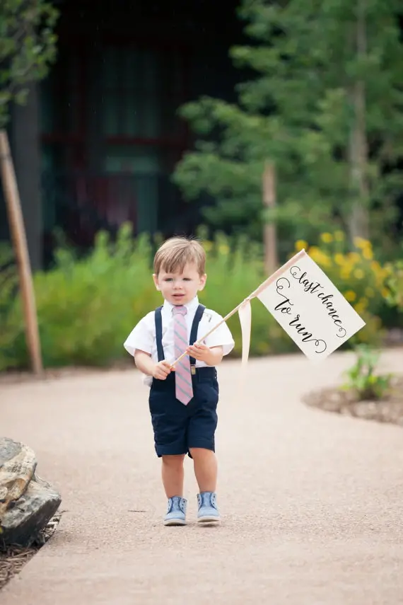 Last Chance To Run Ring Bearer Sign | Small Made To Order Wedding Flag | Funny Groom Joke For Wedding Ceremony