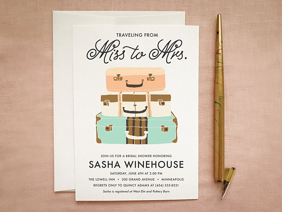 Travel Bridal Shower Invite- Miss to Mrs Printable by betty lu paperie