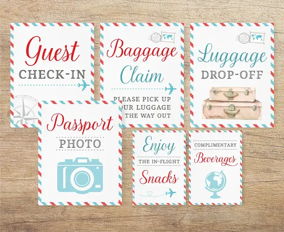 Travel Bridal Shower Printable Decor Signs