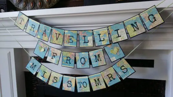 Travelling from miss to mrs, Travel theme Bridal Shower , From miss to mrs banner, destination wedding, wedding decor nautical theme