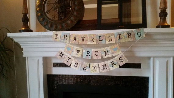 Travelling from miss to mrs, Travel theme Bridal Shower , From miss to mrs banner, destination wedding, wedding decor