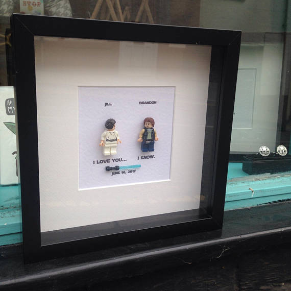 Star Wars I love you I know Princess Leia and Han Solo Personalised Star Wars Wedding frame by State of Distress