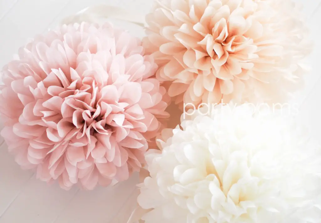 Light Pink Paper Pom Pom Pink Paper Flowers Pastel Wedding Decoration Baby  Shower Decor 