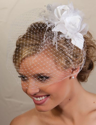 buy birdcage veil with beaded flower