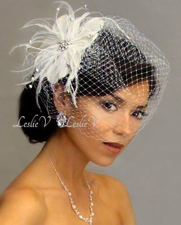 buy rhinestone feather birdcage veil on amazon