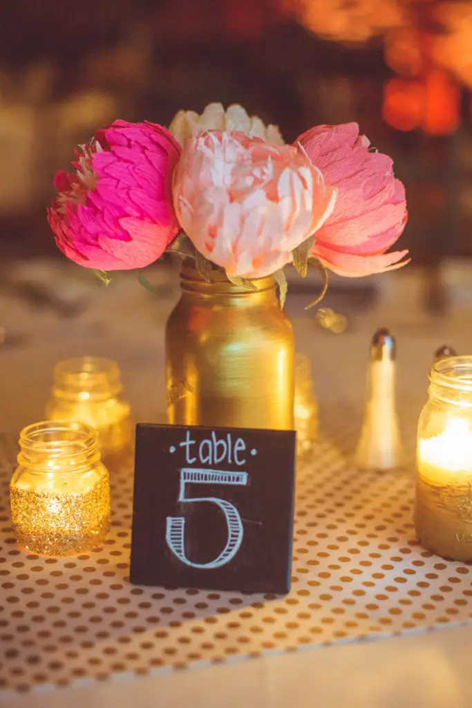 delicate pink paper flower centerpieces