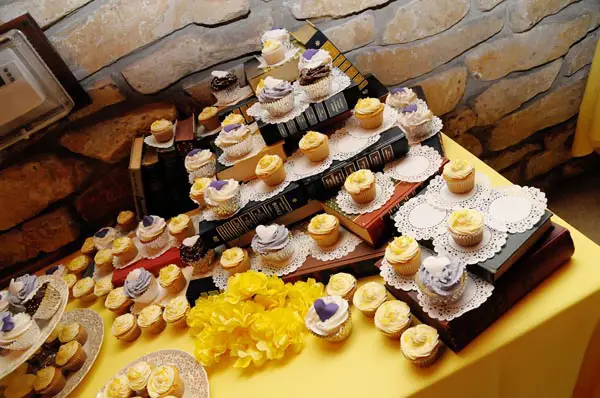 library book cupcake stand wedding