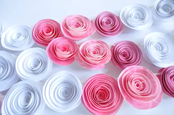 pink wedding paper garland flowers