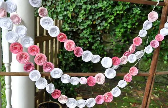 pink white wedding garland 