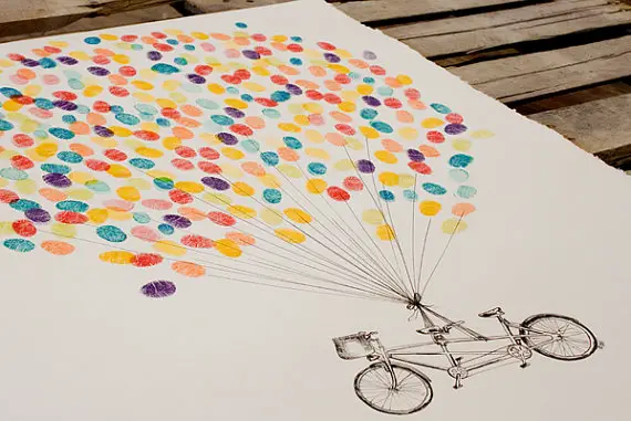 wedding guest book bike fingerprint