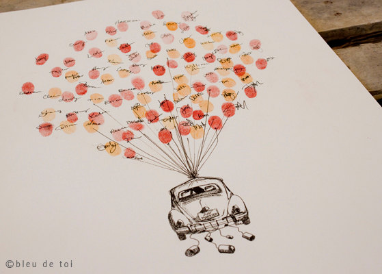 wedding guestbook fingerprint car