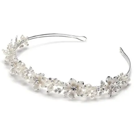 Rhinestone Petite Silver Floral Bridal Headband