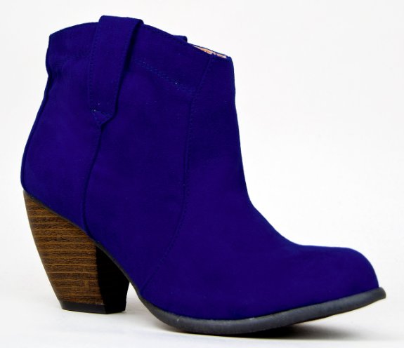 blue suede wedding shoes - Western Cowboy Inspired Stack Heel Basic Akle Boot Bootie