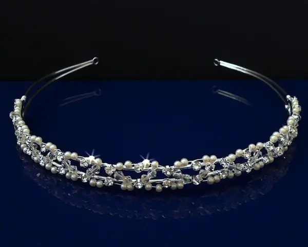 bridal wedding tiara with pearls and crystals