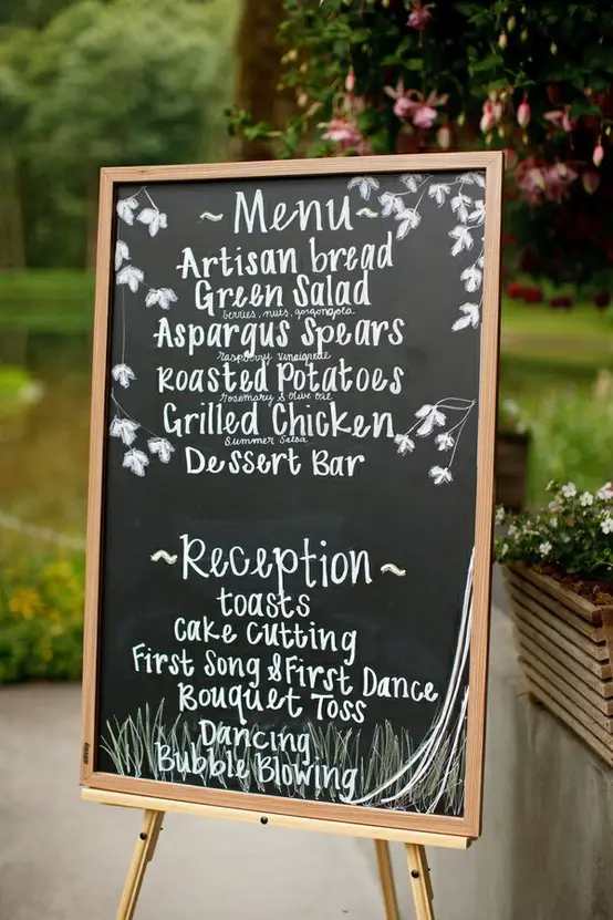 chalkboard wedding menu