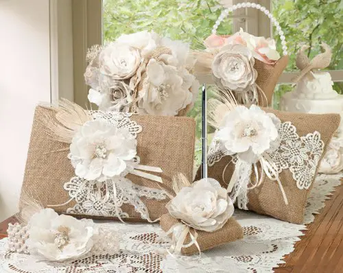 prepack burlap wedding details