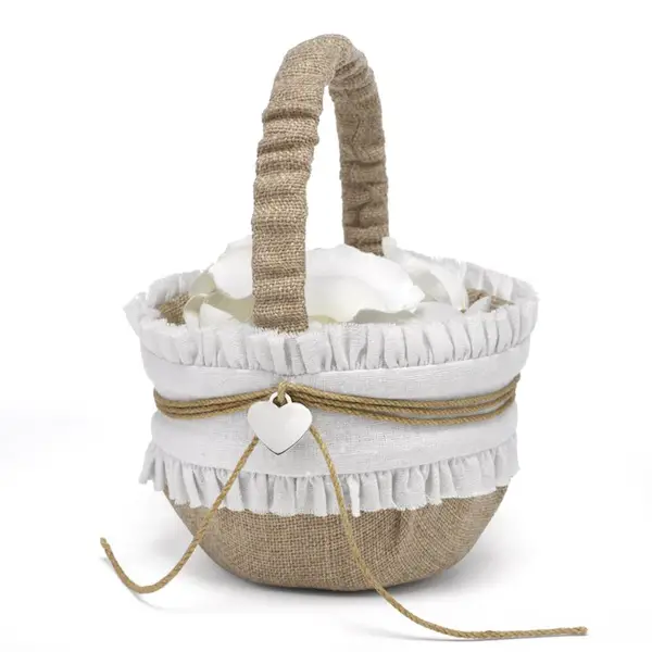 rustic burlap wedding flower girl basket