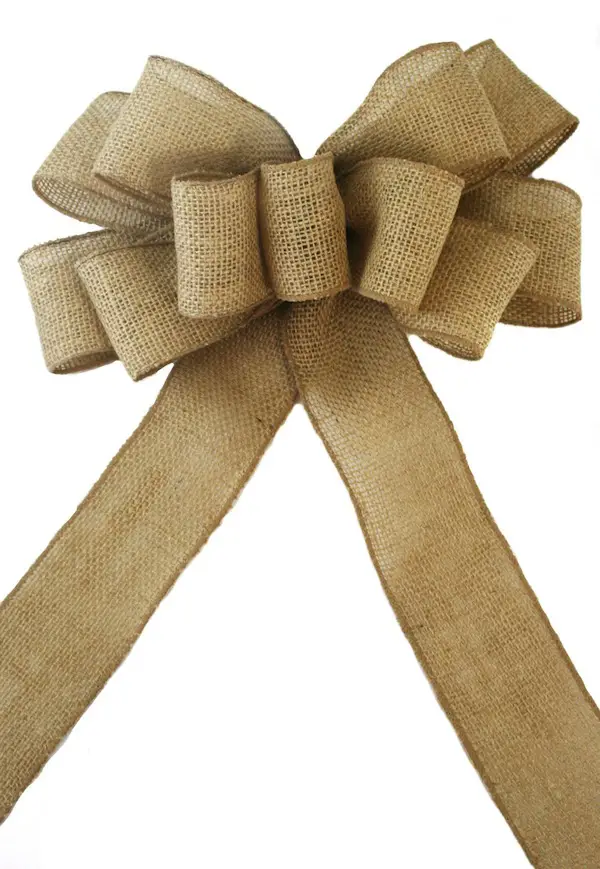 rustic burlap wedding pew bows