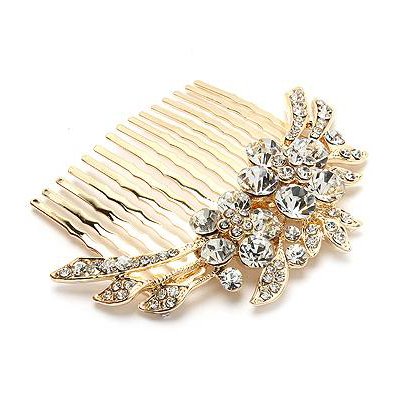 wedding hair comb Duo Flowers Hair Comb Pin Gold