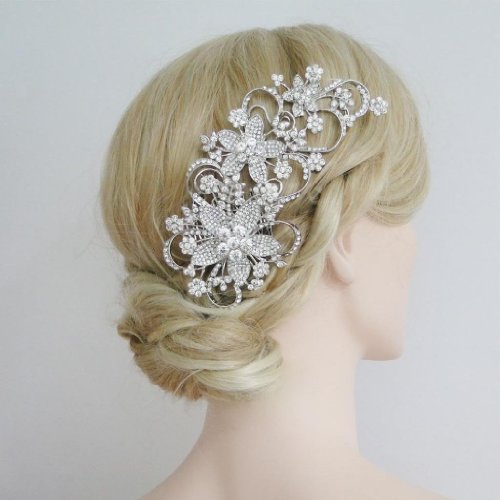 wedding hair comb hair ribbon