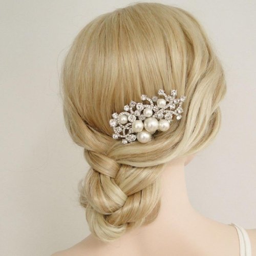 wedding hair comb pearl and crystal hair comb