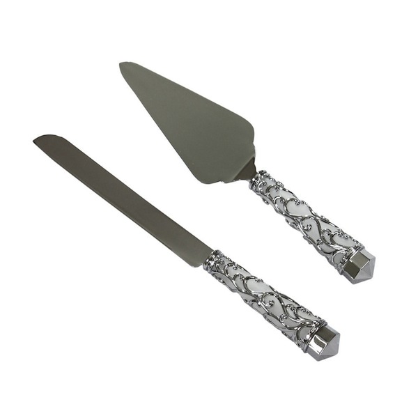 Jamie Lynn Elegant Metal and Frosted Glass Vine Cake Server Set