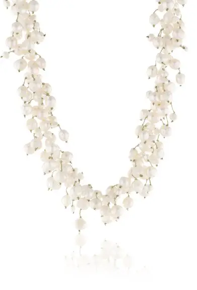 pearl cluster necklace - mismatched pearl neclaces for bridesmaids