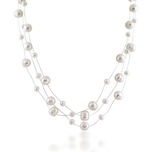 pearl illusion necklace - mismatched pearl necklaces for bridesmaids