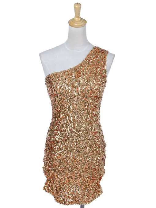 sparkly gold bridesmaid dress one shoulder