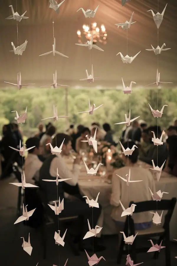 paper crane wedding display