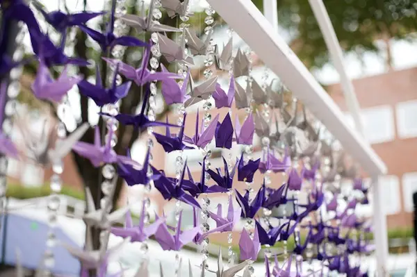 wedding cranes purple