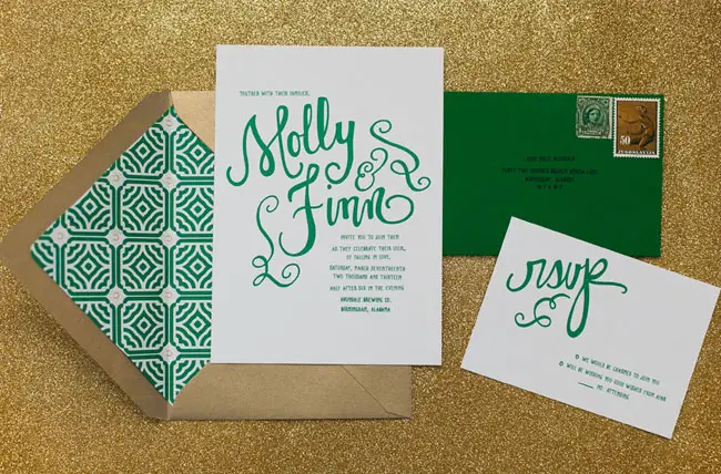 st patricks styled wedding invitations