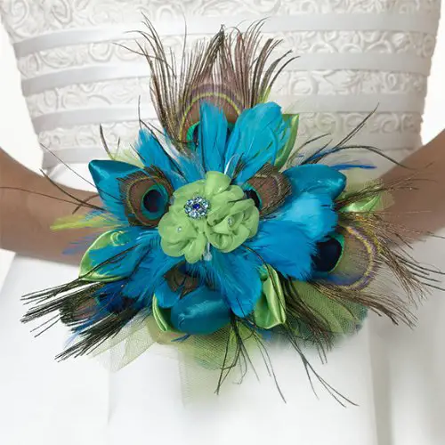 peacock feather wedding bouquet