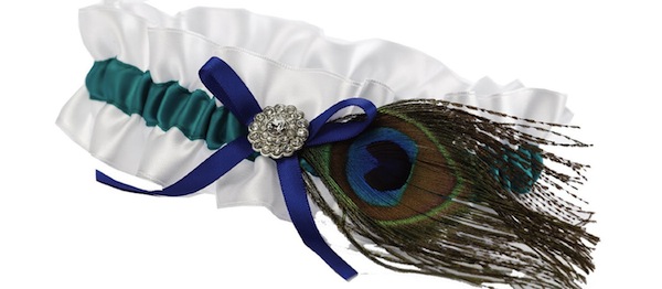 peacock feather wedding garter