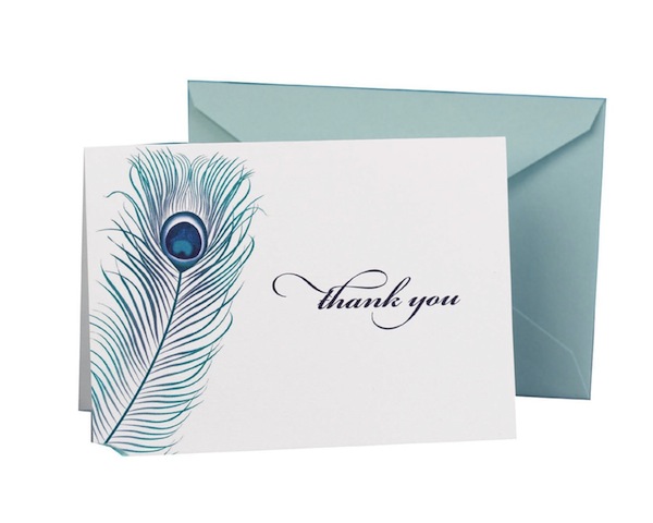 peacock wedding thank you cards