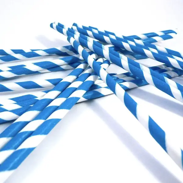 blue striped paper straws