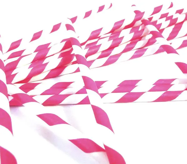 pink striped paper straws