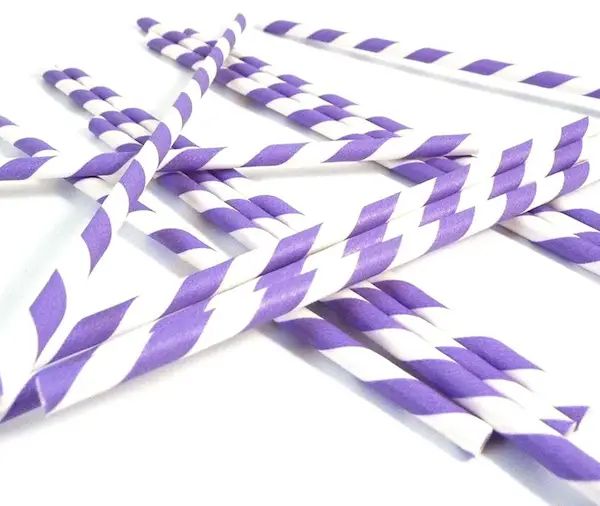 purple striped paper straws
