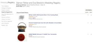 sample amazon wedding registry