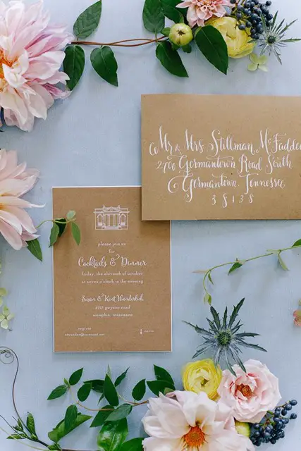 memphis wedding invitation floral by natalie chang - photo Annabella Charles