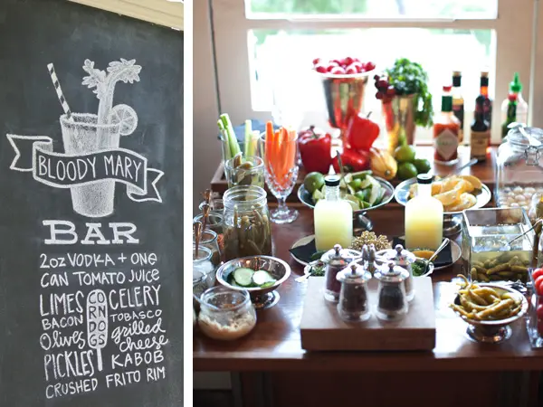 bloody mary bar - brunch wedding ideas