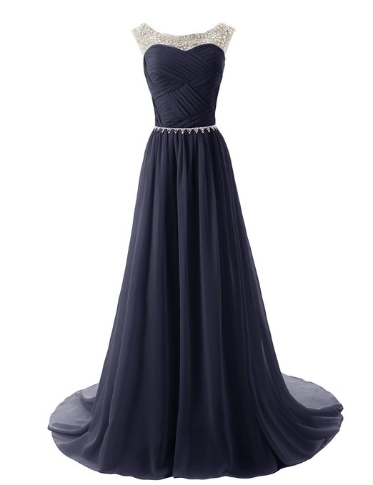 Dressystar Beaded Straps Navy Bridesmaid Dresses